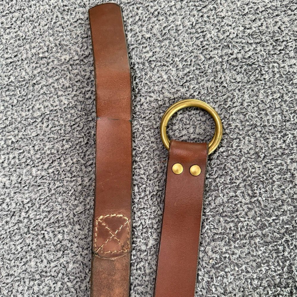 Brown Leather Belt with Gold Buckle